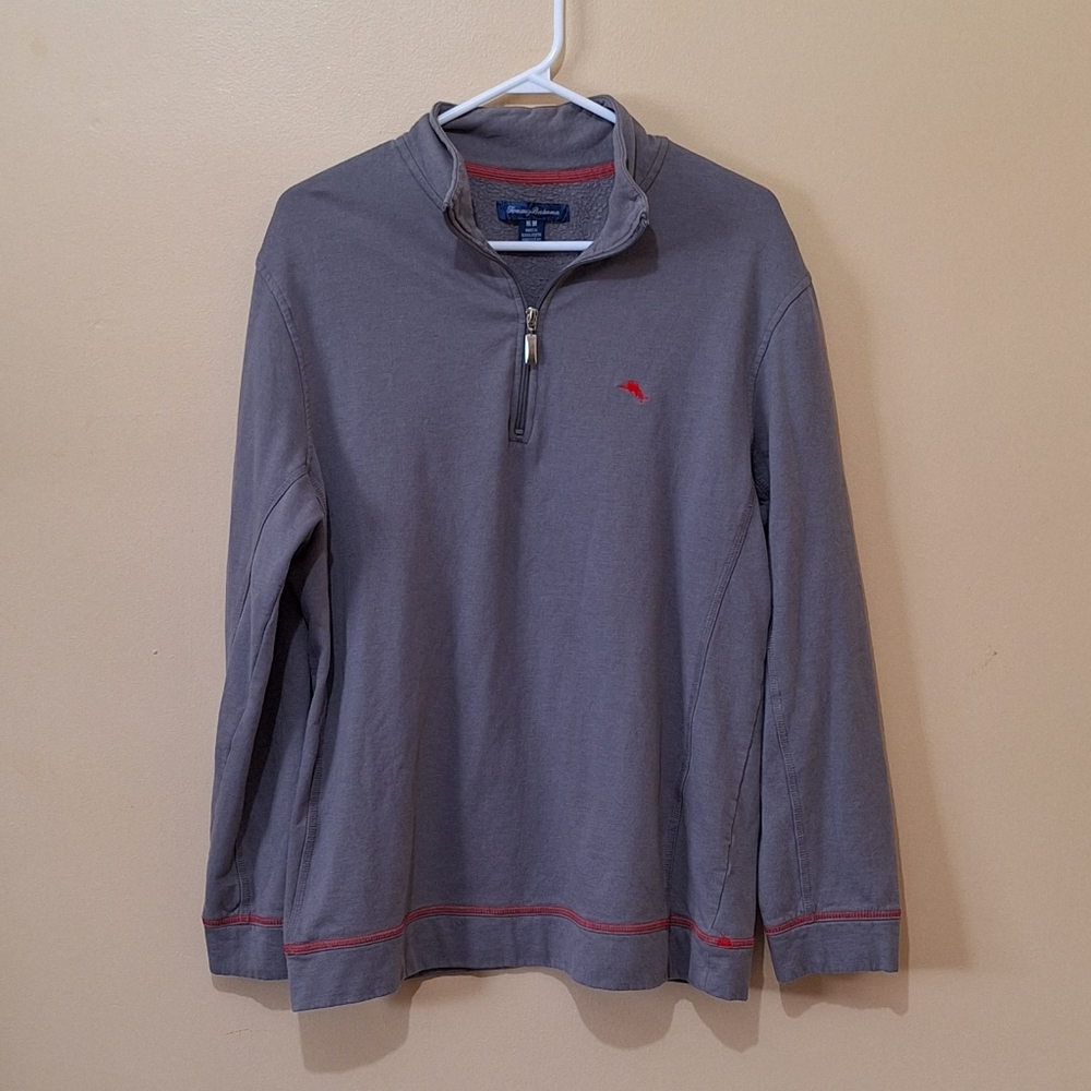 Tommy Bahama Gray Quarter Zip Pullover Sweater